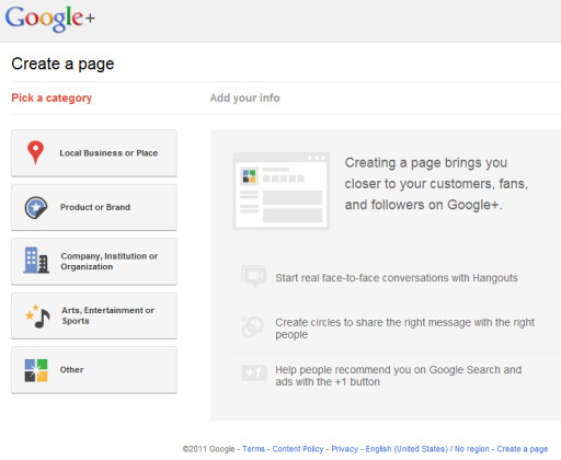 Creating Google+ Pages