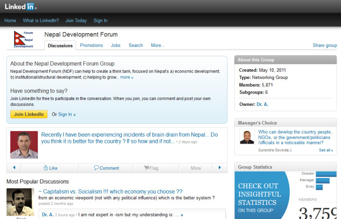 LinkedIn Group Nepal Development Forum